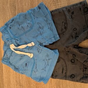 Carter's Blue and Black Shark and Car Shorts